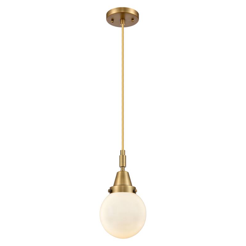 Innovations Lighting Downtown Urban - Caden Beacon - 1 Light 6" Cord Hung Mini Pendant - Brushed Brass/Matte White Shade