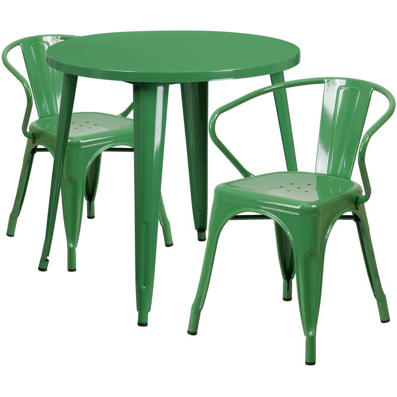 30'-inch Round Metal Indoor-Outdoor Table Set