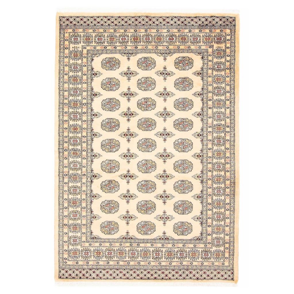 ECARPETGALLERY Hand-knotted Peshawar Bokhara Beige Wool Rug - 4'8 x 6'9