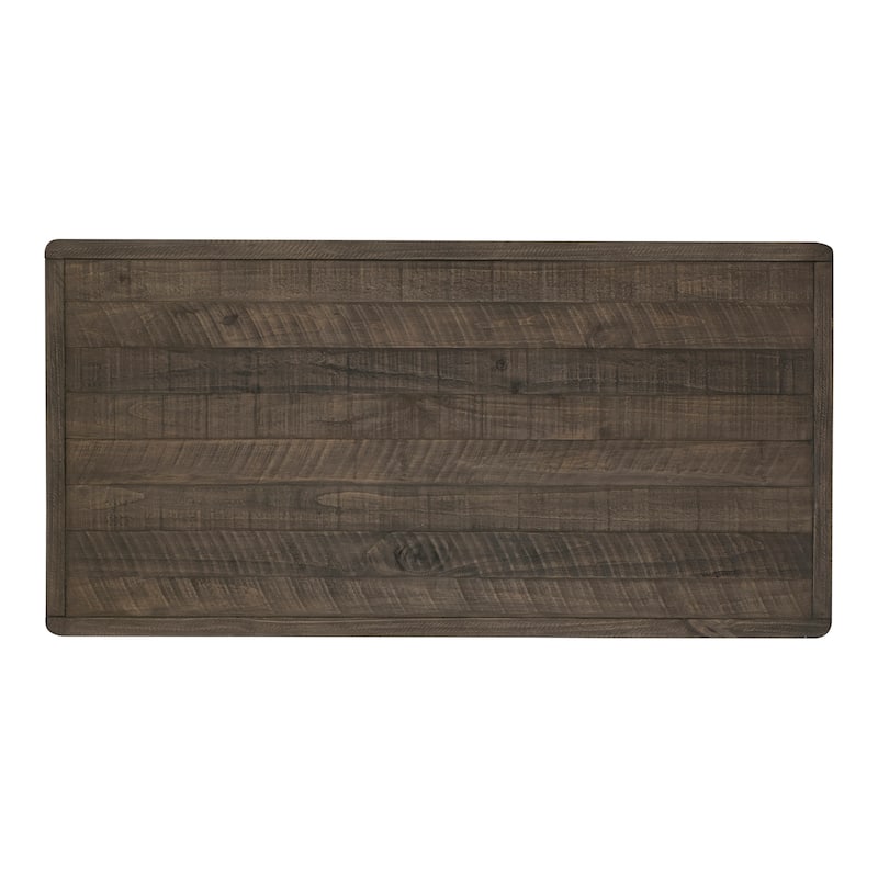 NADAAL STUDIOS Brannon Coffee Table, Rectangular Solid Pinewood, Matte Driftwood Finish, Brown Light Grey