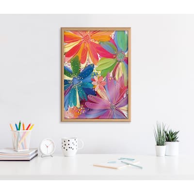 Kate and Laurel Blake Flowers Framed Printed Glass by Jessi Raulet