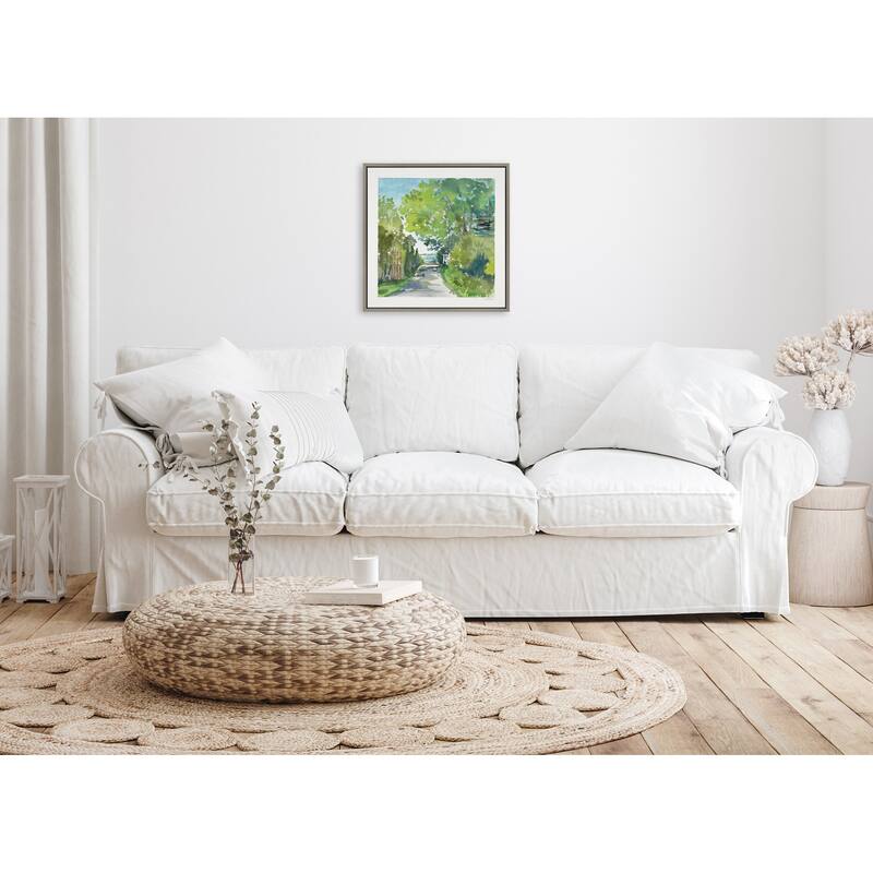Kate and Laurel Sylvie The Lane and Sea Framed Canvas by Patricia Shaw