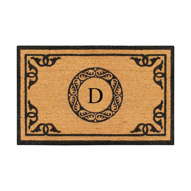 A1HC Natural Coir and thick PVC backing Geneva Floral Anti-Shed Front Doormat 24" x 39"