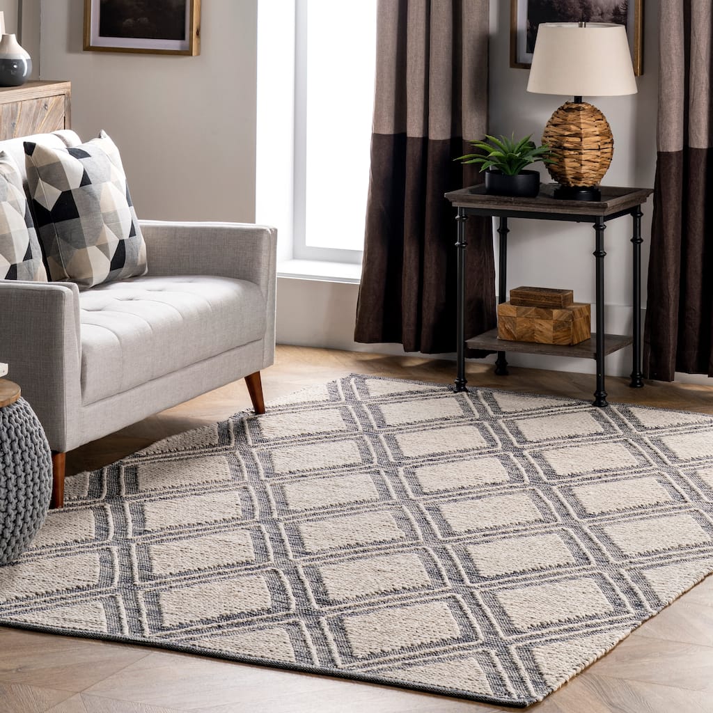 Nuloom Geometric Amada Hand Loomed Textured Diamonds Cotton Area Rug