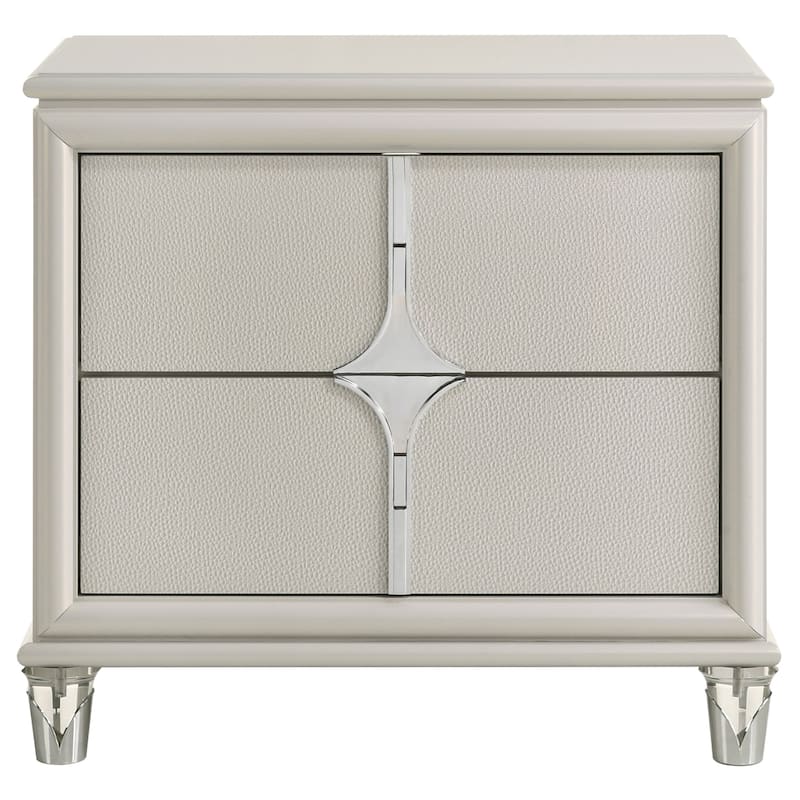 Gwendolyn Pearl White 2-drawer Nightstand Bedside Table