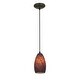preview thumbnail 1 of 0, Access Lighting Champagne Bronze Integrated LED Cord Pendant, Brown Stone Shade