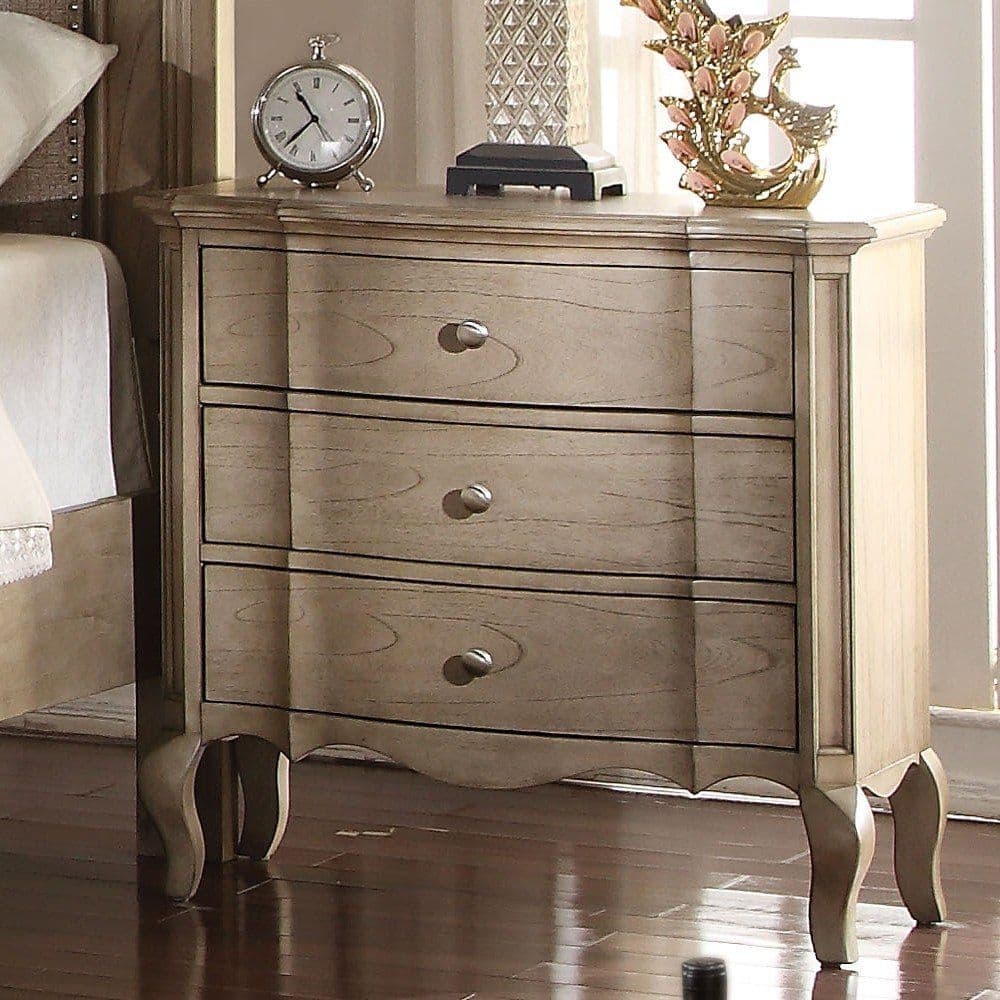 Transitional Assembled Wooden Nightstand, End Table with 3- Drawers