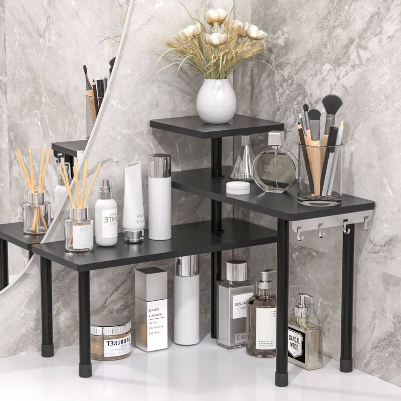 Bathroom Organizer Countertop Corner Shelf - Black - 16"D x 16"W x 15"H