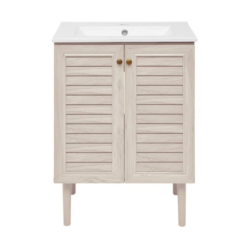 Swiss Madison SM-BV6201 Bron 24" Free Standing Single Basin Vanity Set - White Oak - Oak Finish