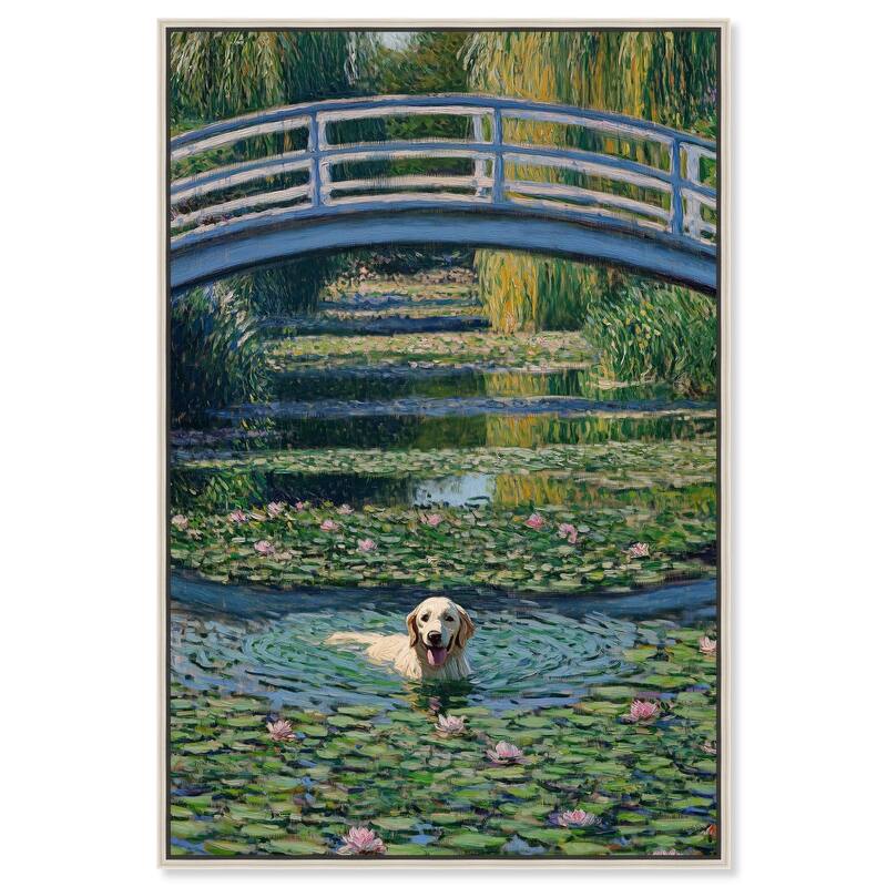 The Pond Under the Bridge Canvas by Art Remedy - Silver - 36" x 54"