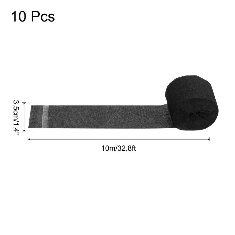 Crepe Paper Streamers 10 Rolls for Decoration - Black - 1.4 in x 32.8 Ft/Roll
