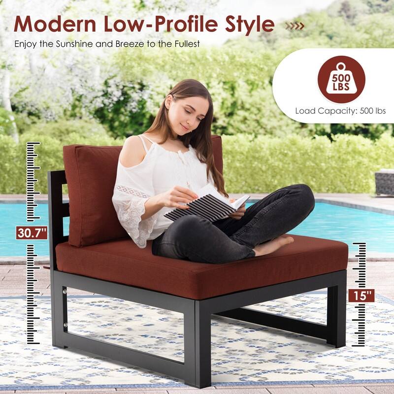 FINCATI Aluminum Outdoor Patio Furniture Conversation Sectional Sofa Set