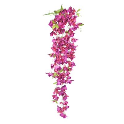 Fuchsia Artificial Bougainvillea Flower Stem Hanging Spray Bush 50in - 50" L x 8" W x 8" DP