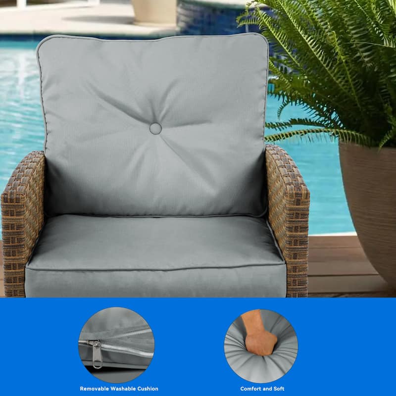Moasis 3-Piece Patio Outdoor Wicker Bistro Rocking Furniture Conversation Chairs - 3 Pcs