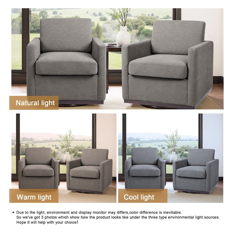 Set of 2 Modern Cozy Swivel Accent Chairs Upholstered Arm Chairs