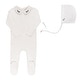 preview thumbnail 3 of 11, Ely's & Co. Organic Cotton Embroidered Collar Collection - Footie + Bonnet Ivory Leaf - 1 Month