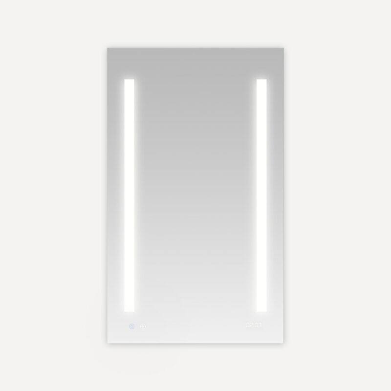 AQUADOM Signature Royale 24W LED Medicine Cabinet Defogger, 3X LED Vertically Adjustable Magnifying Mirror, Electrical Outlets - Grey - 24"x40"x5"Right/Hinge - Brushed