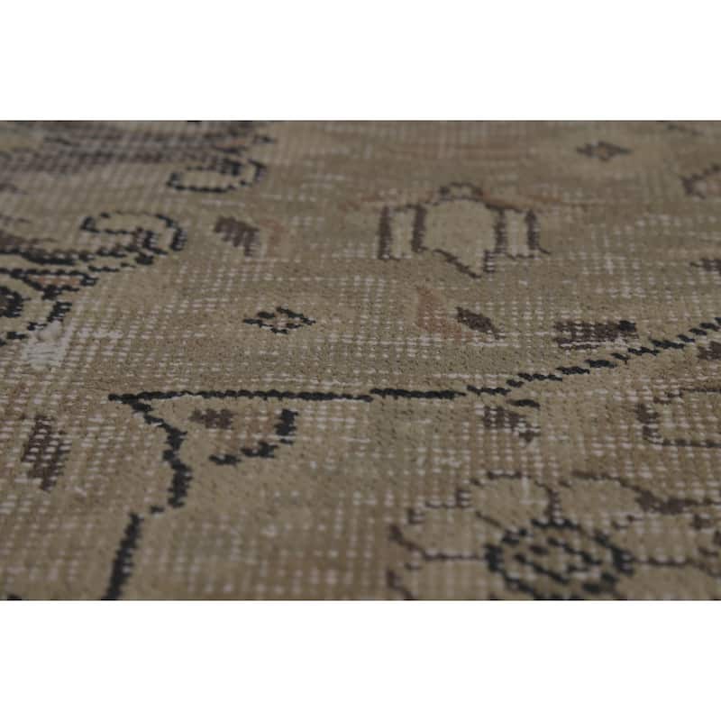 Traditional Tabriz Persian Vintage Beige Wool Carpet - 9'6" x 12'7"
