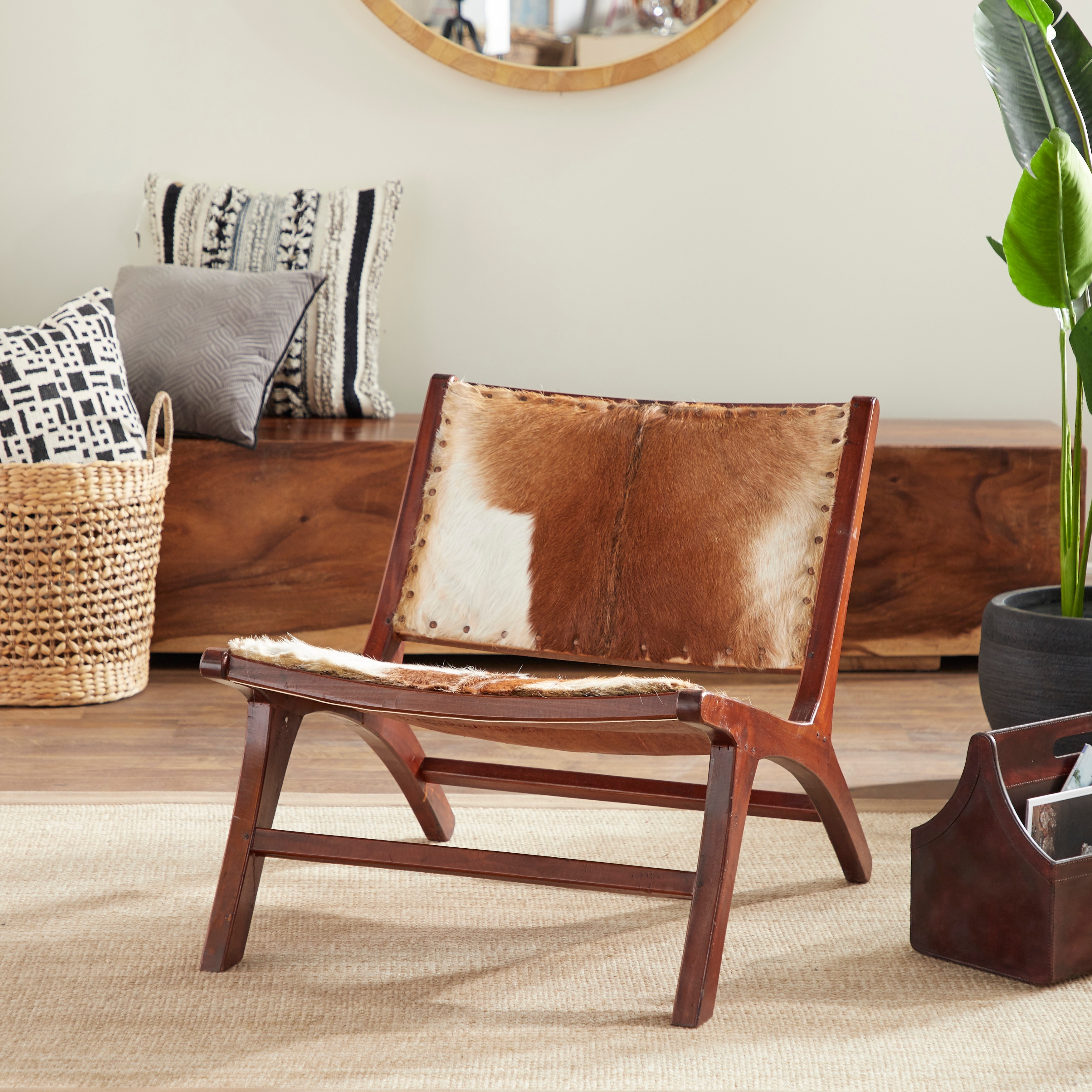 Brown Teak Wood Rustic Accent Chair Set of 2 On Sale Bed