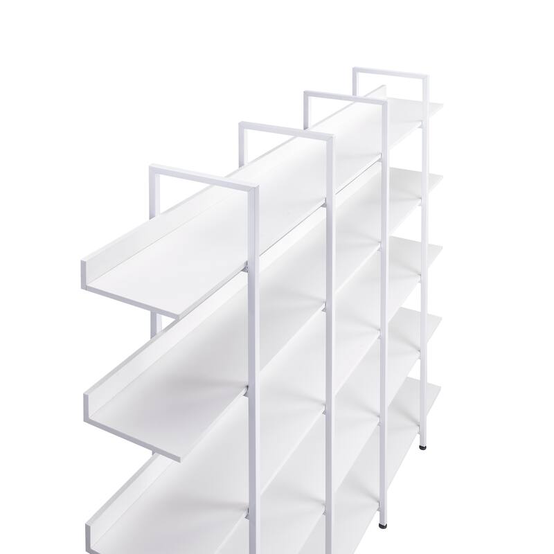 5 Tier Bookcase Home Office Open Bookshelf, Modern Industrial Style Shelf with Metal Frame, MDF Board
