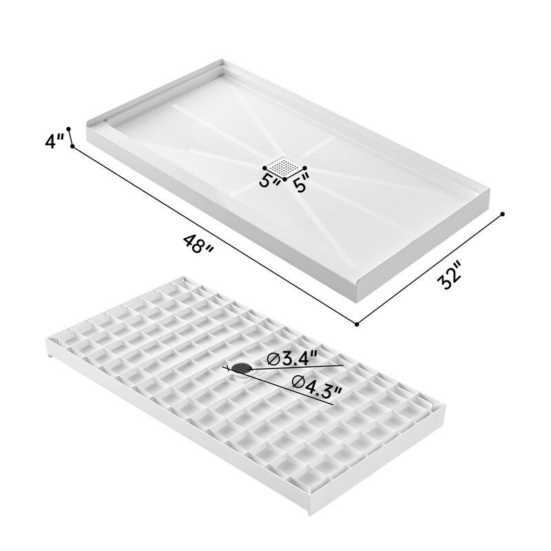 MEDUNJESS White Shower Base Center Drain, Non-Slip Design