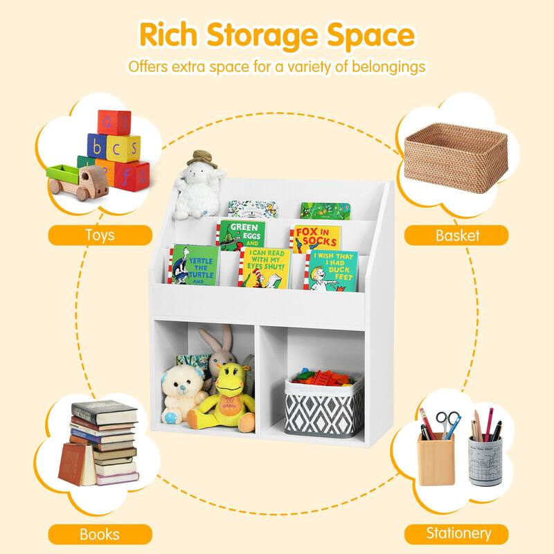 Gymax Kids Wooden Bookshelf Bookcase Children Toy Storage Cabinet - See Details
