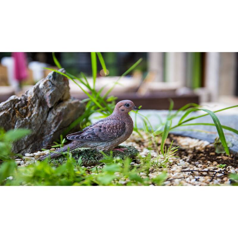 Mourning Dove on Grass Outdoor Garden Statue - 5.25" - Gray and Green