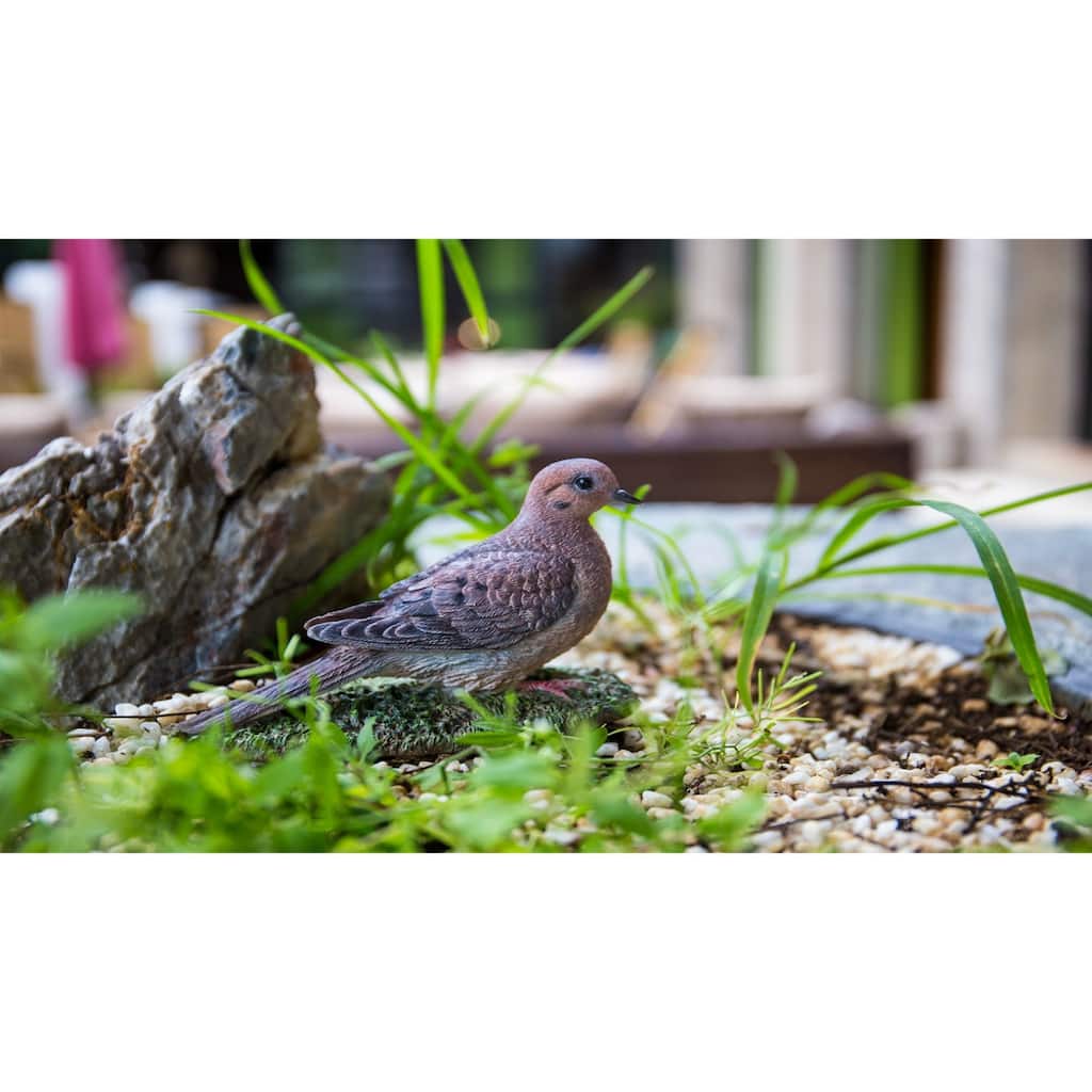 Mourning Dove on Grass Outdoor Garden Statue - 5.25" - Gray and Green