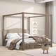 preview thumbnail 1 of 9, King Size Canopy Platform Kids Bed Frame with Headboard & Support Legs, Safety Guaranteed, Easy to Assemble, Brown Wash Brown Wash
