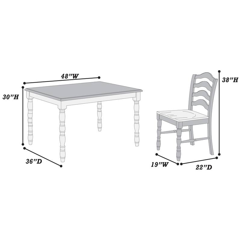 White 5-Pcs Dining Set Dining Table Chairs Unique Legs Natural wood Grain Look Top Kitchen Table