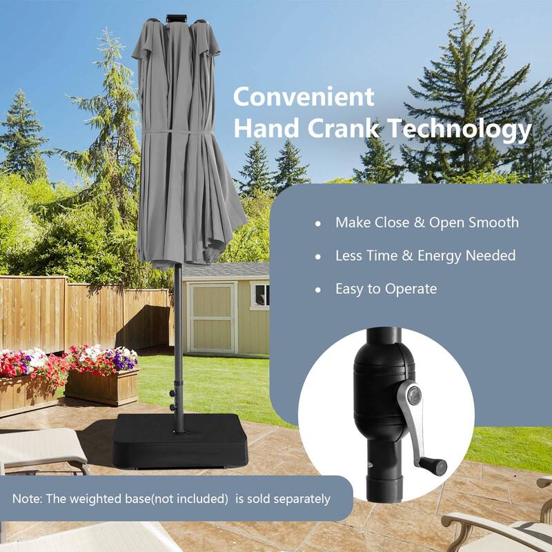 Costway 15 FT Twin Patio Double-Sided Umbrella 48 Solar LED Lights