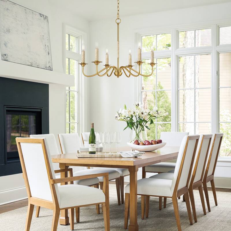 LamQee Rattan Kitchen Island Chandelier Corn Rope Woven Pendant