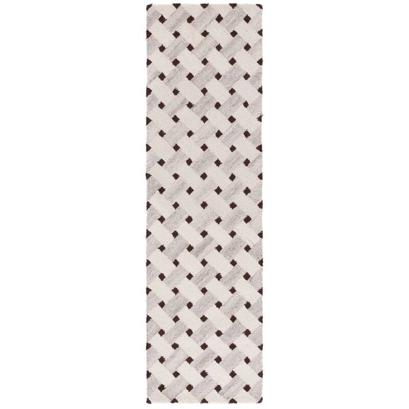 SAFAVIEH Handmade Genre Sakura Mid-Century Modern Wool Rug - 2'3" x 8' Runner - Ivory/Brown