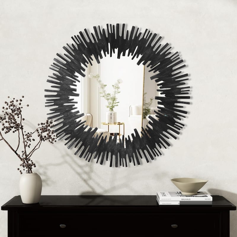 Sunburst Black Accent Wall Mirror - 33.5"×33.5"