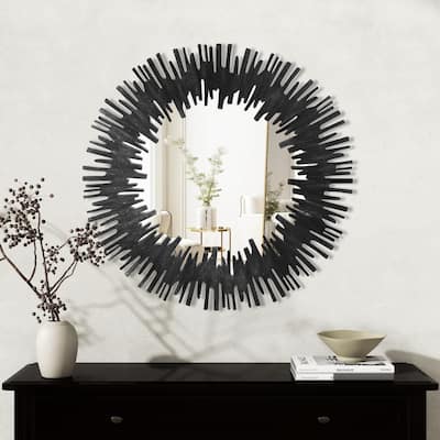 Sunburst Black Accent Wall Mirror - 33.5"×33.5"