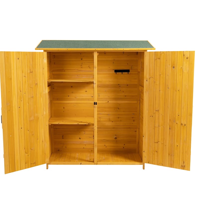 56"L Outdoor Storage Shed with Lockable Doors, Waterproof Roof, Detachable Shelves