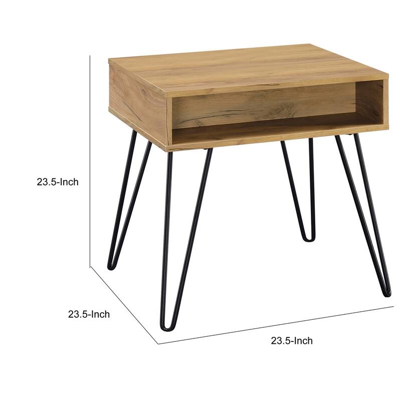 23.5 in. Brown and Black Rectangle Wood End Table, Sturdy Build End Side Table for Living Rooms