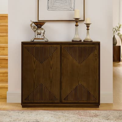 Mid Century Modern Narrow Buffet Cabinet with Storage, Side Cabinetfor Living Room or Entryway Organization