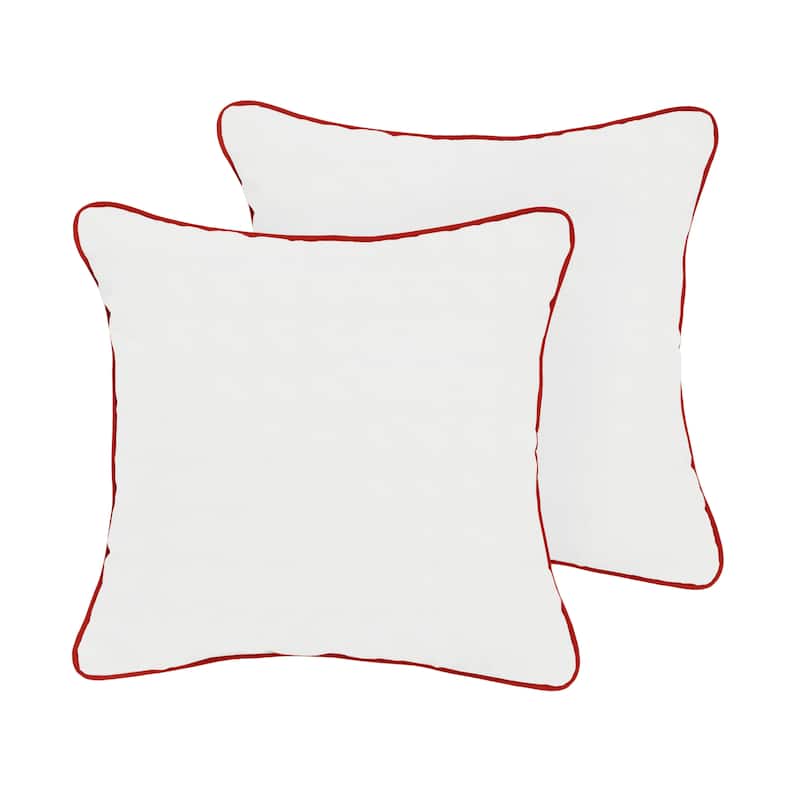 Sunbrella Canvas Natural/ Canvas Jockey Red Indoor/ Outdoor Pillow Set