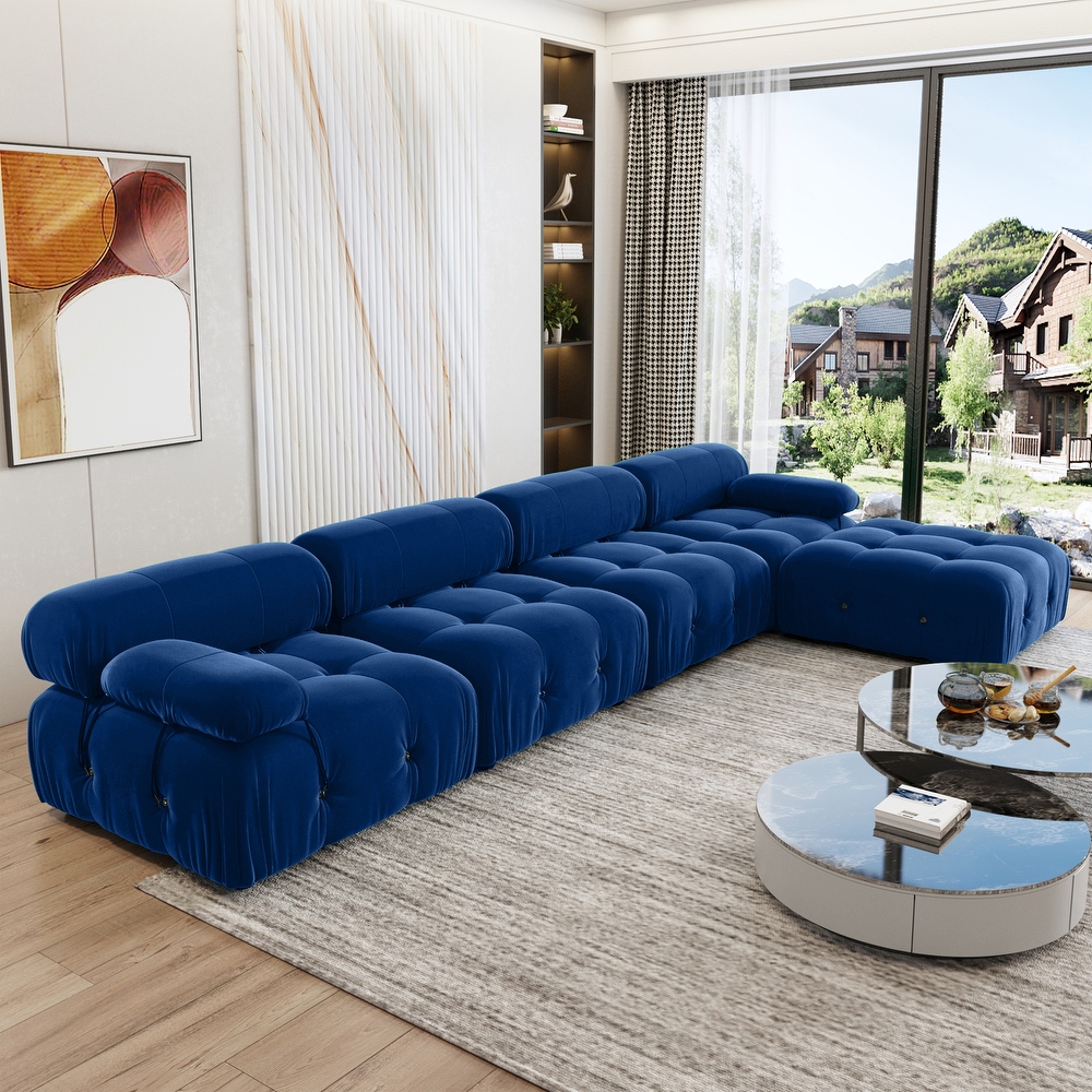 Light blue cheap velvet sectional