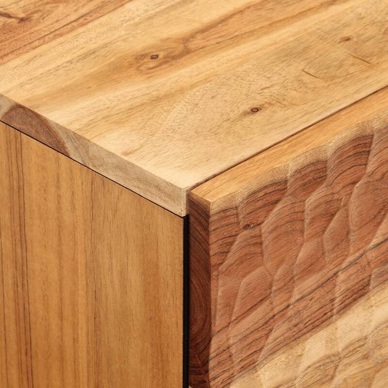 vidaXL Bedside Cabinet Accent Table Living Room Furniture Solid Wood Acacia - 13.0 x 15.7 x 18.1 in