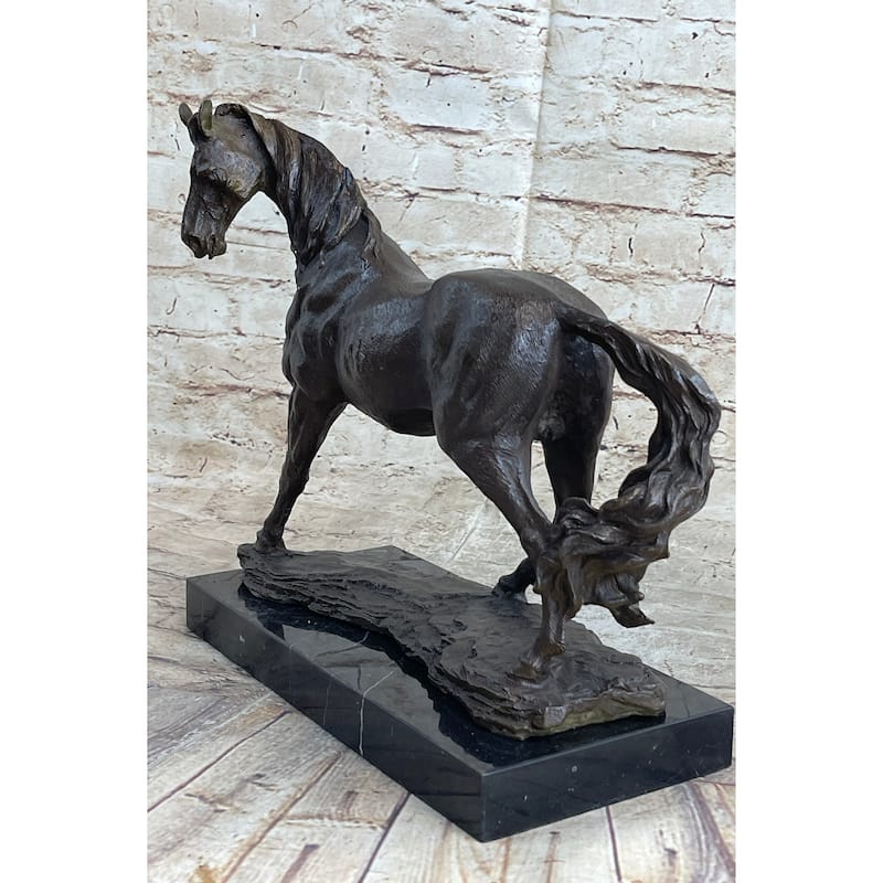Signed Original Arabian Horse Bronze Sculpture Modern Art Marble Figurine Figure