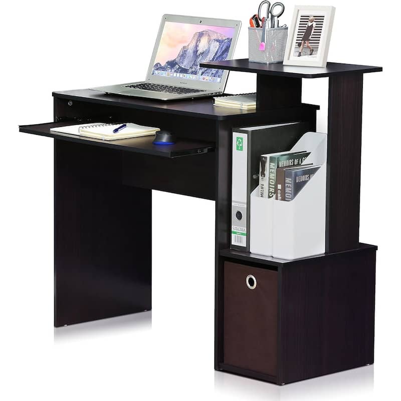 Writing Desk - Compact Computer Desk with Keyboard Drawer & CPU Storage - Modern Home Office Desk