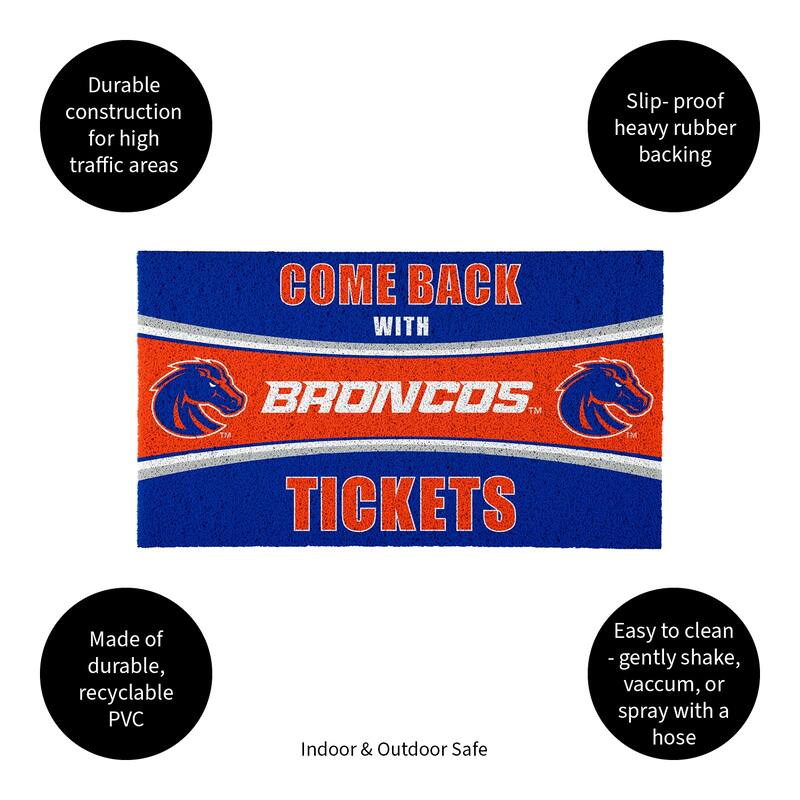 Boise State University 28 in. x 16 in. PVC "Come Back With Tickets" Trapper Door Mat