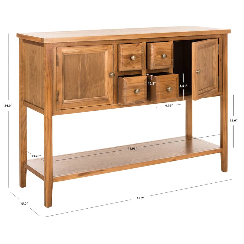 SAFAVIEH Milenija Oak Finish Storage Sideboard - 45.7" x 15" x 34" - 17Wx48Dx22H