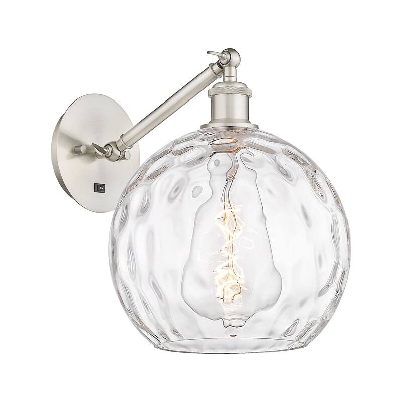 Innovations Lighting Endless Possibilities Ballston - Athens Water Glass - 1 Light 10" Adjustable Sconce - Arm Adjusts Up & Down - Clear Water Glass/Brushed Satin Nickel