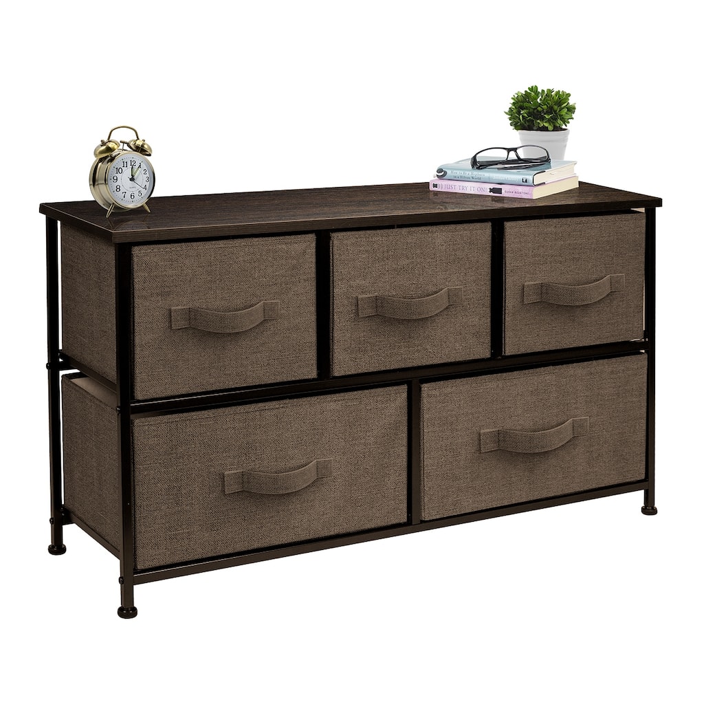 Dresser w/ 5 Drawers Furniture Storage Chest for Home, Bedroom