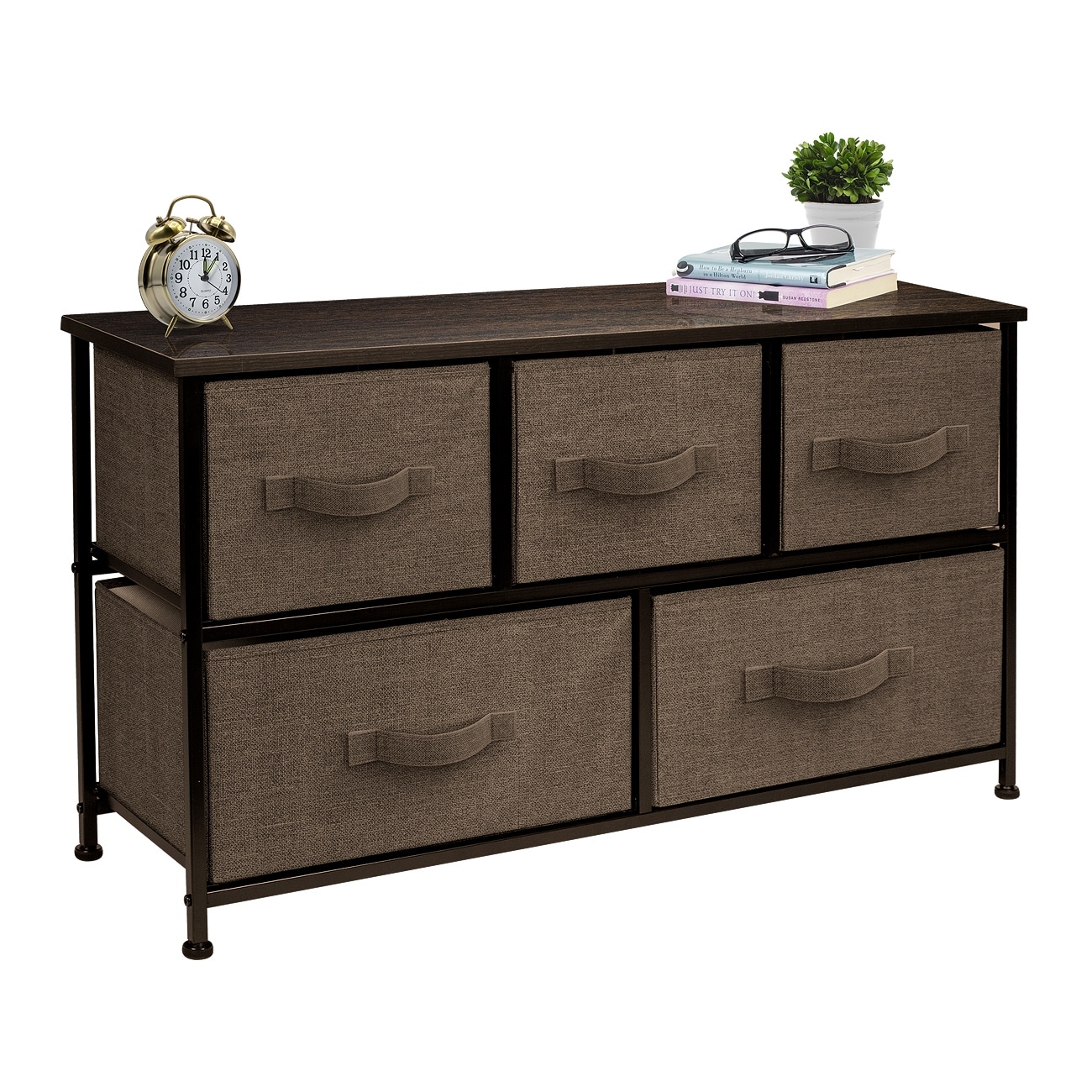 Dresser w/ 5 Drawers Furniture Storage Chest for Home, Bedroom