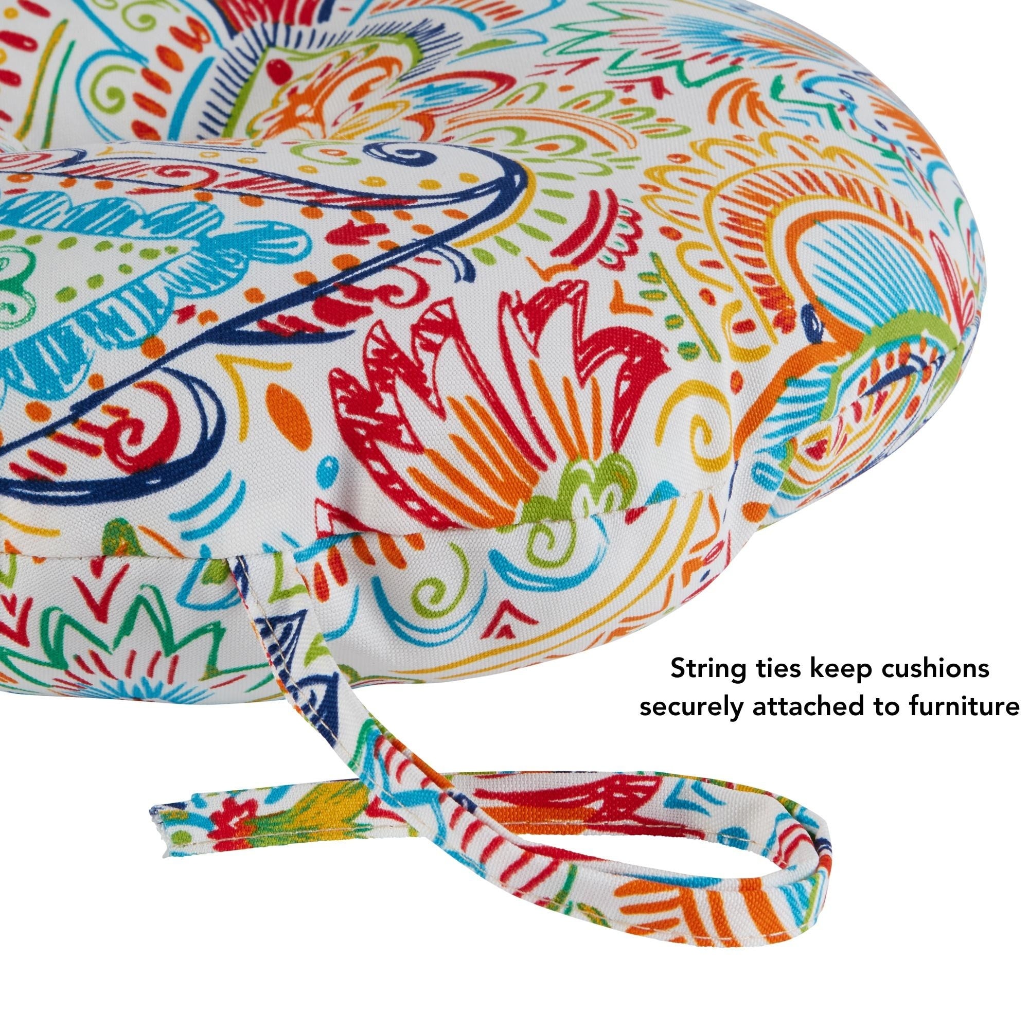 15-inch Round Outdoor Painted Paisley Bistro Chair Cushions - Picture 12 of 15