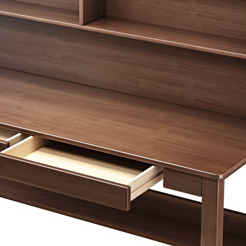 Kids Writing Desk with Chair, Student Study Desk and Bookshelf Set
